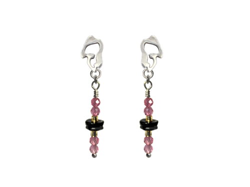 Boucles Lumi argent rubis et tourmalines double