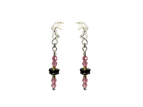 Boucles Roli argent rubis et tourmalines double